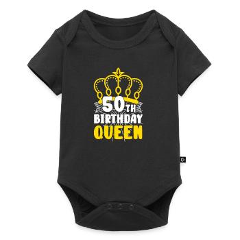 50th Anniversaire de la Reine Reine Couronne Rond anniversaire - Body à manches courtes Premium Bébé - noir - Devant