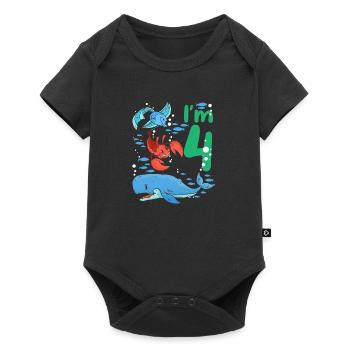 I'm 4 Children's Birthday Sea Creatures Birthday - Baby Premium short-sleeve bodysuit - black - Front