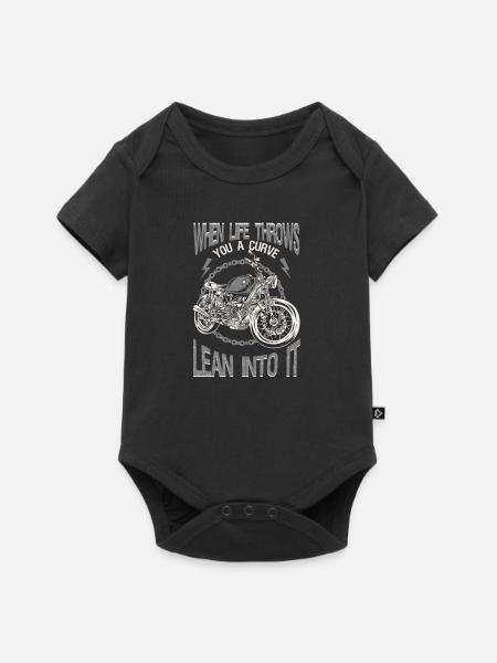 Life Throws Curve Lean Into It Motorcycles Biker - Baby Premium short-sleeve bodysuit - black