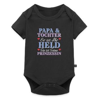 Vater Tochter Held Prinzessin Herz Werdender Papa - Baby Premium Kurzarmbody - Schwarz - Vorne