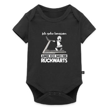 Gehe Langsam Nie Rückwärts Schach Laufband - Baby Premium Kurzarmbody - Schwarz - Vorne