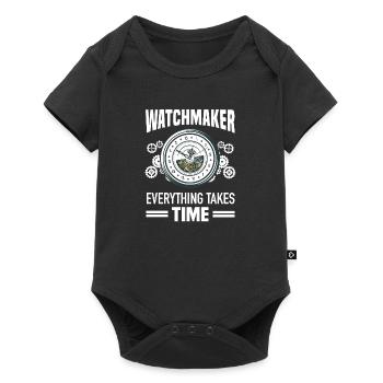 Uhrmacher Zeit Uhrliebhaber Uhren Sammler - Baby Premium Kurzarmbody - Schwarz - Vorne