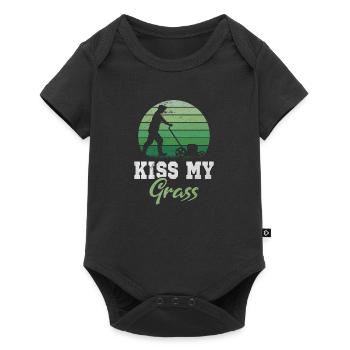 Kiss My Grass Lawn Mower Lawn Care Pun - Baby Premium short-sleeve bodysuit - black - Front