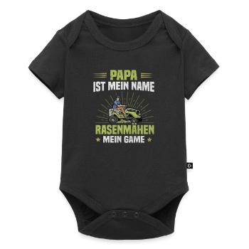 Papa Mein Name Rasenmähen Mein Game Gärtner - Baby Premium Kurzarmbody - Schwarz - Vorne