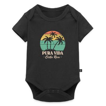 Pura Vida Costa Rica Rétro Coucher de Soleil Palmiers - Body à manches courtes Premium Bébé - noir - Devant