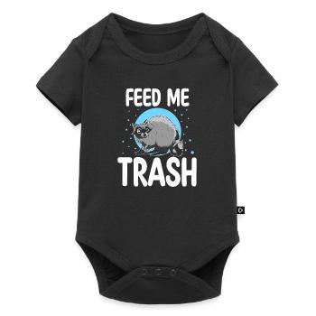 Feed Me Trash Lustiges Opossum Raccoon Geschenk - Baby Premium Kurzarmbody - Schwarz - Vorne