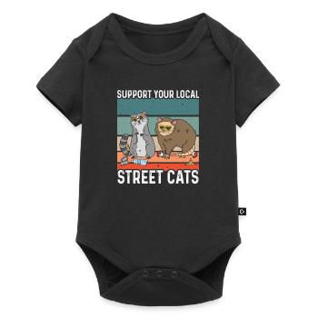Support Your Local Street Cats Raccoon Gift - Baby Premium short-sleeve bodysuit - black - Front