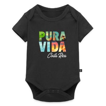 Pura Vida Costa Rica Perroquet Jungle Tropicale - Body à manches courtes Premium Bébé - noir - Devant