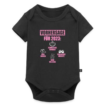 Vorhersage 2023 Geburt Windeln Socken Eltern - Baby Premium Kurzarmbody - Schwarz - Vorne