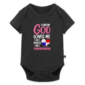 God loves me Panamanian Panamanian Homeland - Baby Premium short-sleeve bodysuit - black - Front