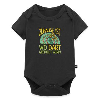 Zuhause Ist Wo Dart Gespielt Wird Darten Darts - Baby Premium Kurzarmbody - Schwarz - Vorne