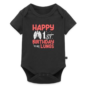 Joyeux 1er anniversaire à mon poumon de donneur de poumon - Body à manches courtes Premium Bébé - noir - Devant