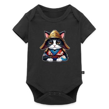 Cute samurai cat - Baby Premium short-sleeve bodysuit - black - Front
