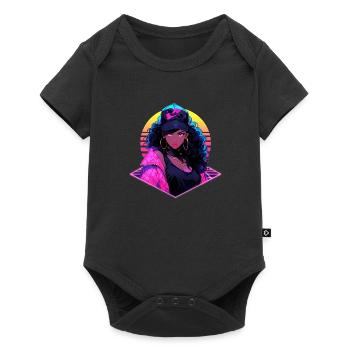 Retro Wave 80er Jahre Anime Girl 2 – Anime Shirt - Baby Premium Kurzarmbody - Schwarz - Vorne
