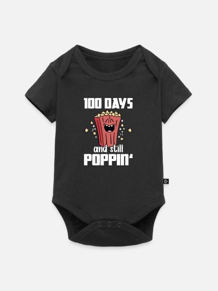 100 Days And Still Poppin Popcorn Wortspiel Schule - Baby Premium Kurzarmbody - Schwarz