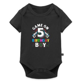 Lasertag Game On 5 Birthday Boy Indoor Laser Tag - Baby Premium short-sleeve bodysuit - black - Front