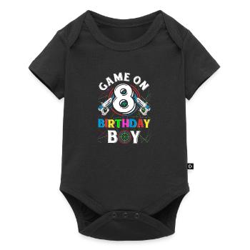 Lasertag Game On 8 Birthday Boy Indoor Laser Tag - Baby Premium short-sleeve bodysuit - black - Front