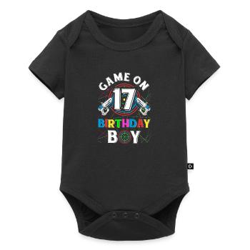 Lasertag Game On 17 Birthday Boy Indoor Laser Tag - Baby Premium short-sleeve bodysuit - black - Front