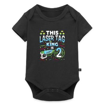Lasertag King Is 2 Birthday Boy Indoor Laser Tag - Baby Premium short-sleeve bodysuit - black - Front