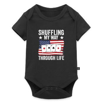 Funny Pinochle Card Player USA Flag - Baby Premium short-sleeve bodysuit - black - Front
