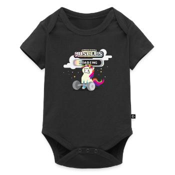Fitness unicorn rainbow - Baby Premium short-sleeve bodysuit - black - Front