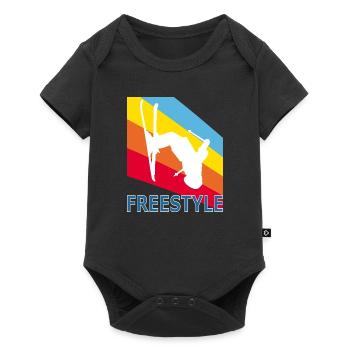 Vintage retro style skier skiing freestyle - Baby Premium short-sleeve bodysuit - black - Front