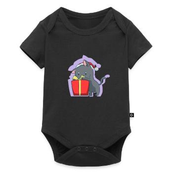Chat mignon chat de noël noel - Body à manches courtes Premium Bébé - noir - Devant