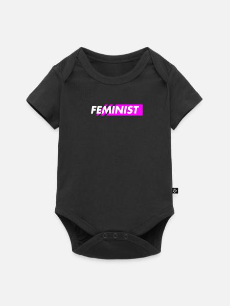 feminist - Baby Premium Kurzarmbody - Schwarz