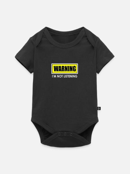 Attention: je n'écoute pas - Body à manches courtes Premium Bébé - noir