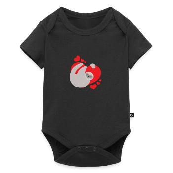 Cute & Adorable Valentines Day Sloth Hugging Heart - Baby Premium short-sleeve bodysuit - black - Front