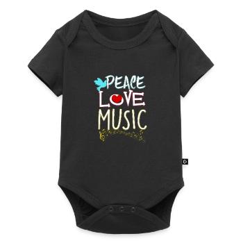 Cute Peace Love Music Festival Hippie Hipster - Body à manches courtes Premium Bébé - noir - Devant