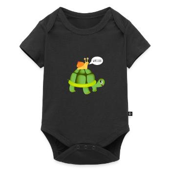 Cute Snail Riding on Turtle Yelling Whee Animals - Baby Premium short-sleeve bodysuit - black - Front