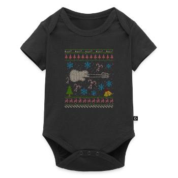 Joueur de Noël moche chemise bassiste basse - Body à manches courtes Premium Bébé - noir - Devant