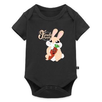 Dessinateur de bande dessinée mignonne amis pour toujours la carotte lapin - Body à manches courtes Premium Bébé - noir - Devant