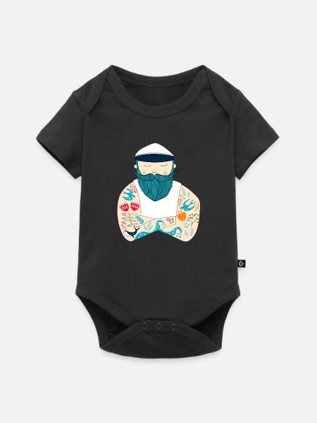 Marin scandinave tatoué, barbu - Body à manches courtes Premium Bébé - noir