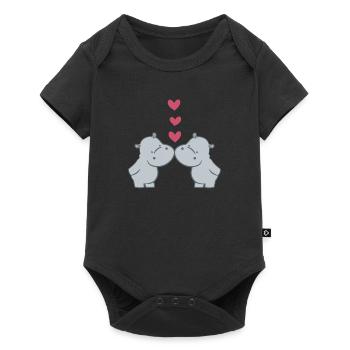 Hippopotame - Hippopotame - Hippopotame - Couple - Coeur - Body à manches courtes Premium Bébé - noir - Devant