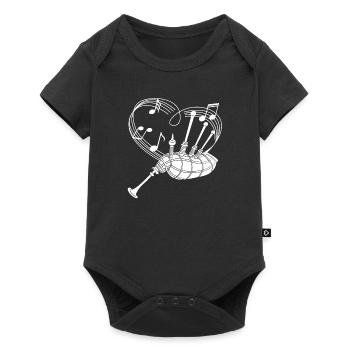 Dudelsack - Sackpfeife - Dudelsackspieler - Herz - Baby Premium Kurzarmbody - Schwarz - Vorne