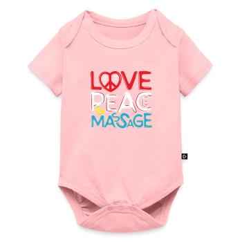 Love Peace & Massage beau slogan - Body à manches courtes Premium Bébé - rose - Devant