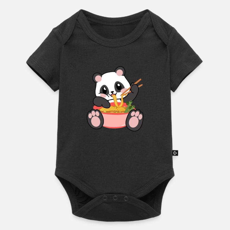 Nudel Suppe Panda isst Ramen - Baby Premium Kurzarmbody - Schwarz