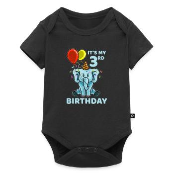 Cute 3rd Third Birthday Elephant - Baby Premium short-sleeve bodysuit - black - Front