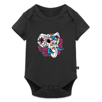 Elephant Sugar Skull Elefant Goa Zombie tête de mort - Body à manches courtes Premium Bébé - noir - Devant