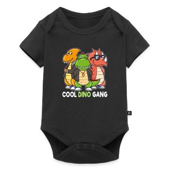 Cool Dino Gang Dinosaurier Gangster - Baby Premium Kurzarmbody - Schwarz - Vorne