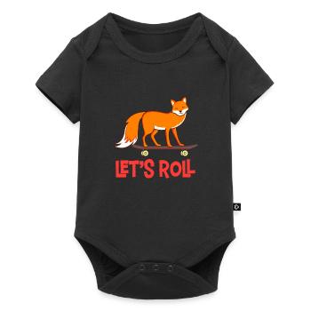 Fuchs auf Skateboard - Baby Premium Kurzarmbody - Schwarz - Vorne
