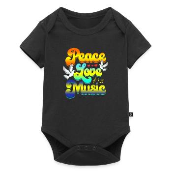 Peace Love Music Rave Festival Musical Hippie - Baby Premium short-sleeve bodysuit - black - Front