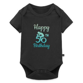 50th birthday Fiftieth cyclist gift - Baby Premium short-sleeve bodysuit - black - Front