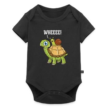 Cute & Funny Snail Riding on Turtle Yelling Wheee! - Baby Premium short-sleeve bodysuit - black - Front