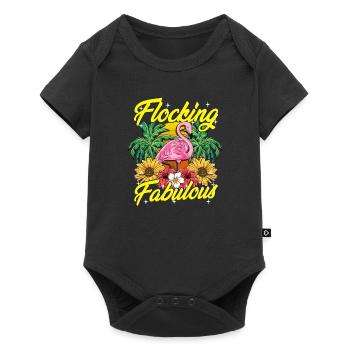 Cute & Funny Flocking Fabulous Flamingo Pun - Baby Premium short-sleeve bodysuit - black - Front