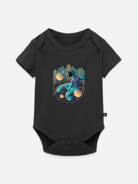 Techno Astronaut in coolen Neon Farben - Baby Premium Kurzarmbody - Schwarz