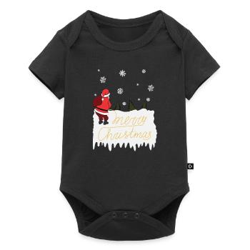 Joyeux noël, père noël, pipi, laid, christ - Body à manches courtes Premium Bébé - noir - Devant