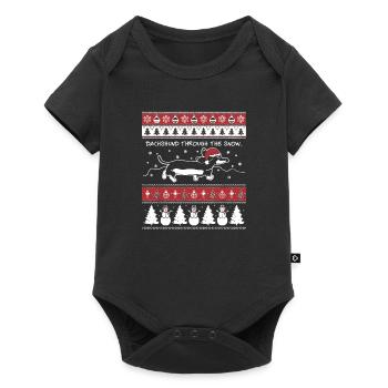 Dachshund Dog Owner Ugly Christmas Pet Lover Gift - Baby Premium short-sleeve bodysuit - black - Front
